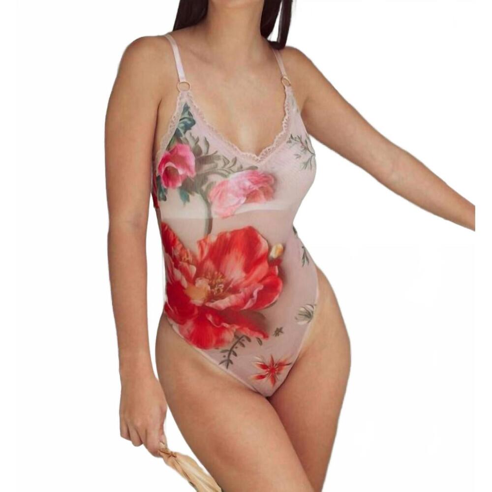 NEW KILO BRAVA mesh shelf bra bodysuit in 3d floral print